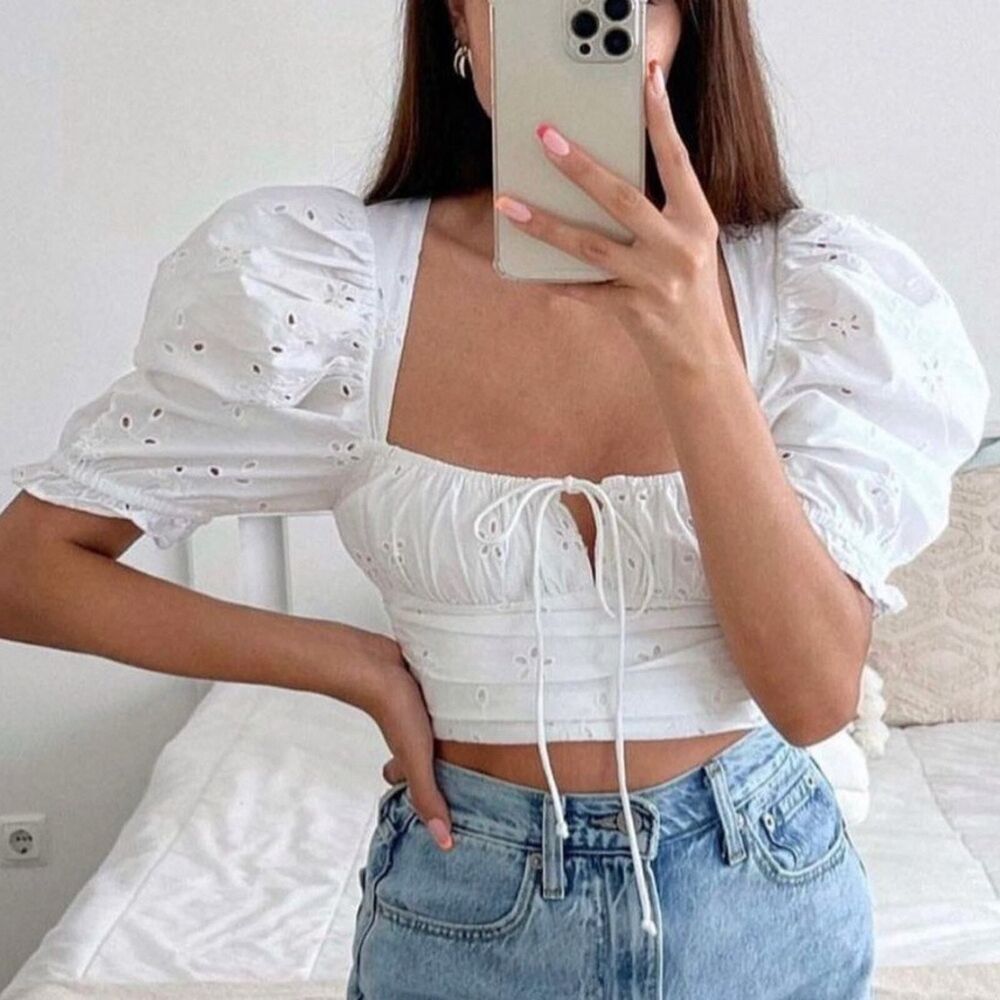(A3)Zara Top with openwork embroidery from, size M - Picture 2 of 16